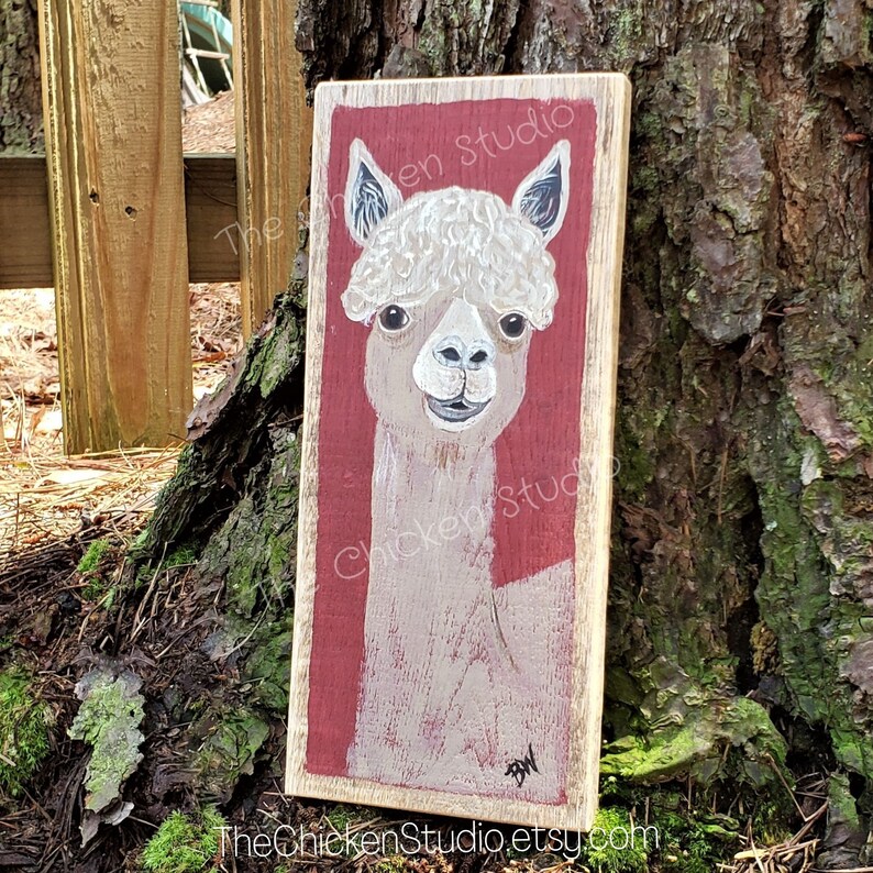 farmhouse décor alpaca Alpaca painting wood art small wall hanging farm animal hand painted gifts original reclaimed wood farmhouse décor alpaca Alpaca painting wood art small wall hanging farm animal hand painted gifts original reclaimed wood