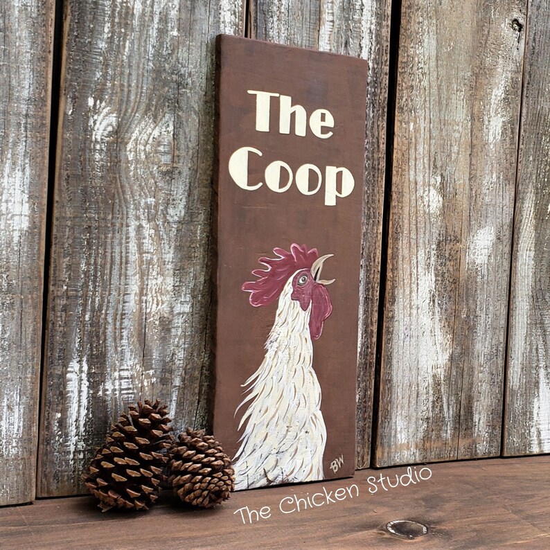 The Coop Rooster Chicken Coop Sign Reclaimed Wood Rustic Etsy