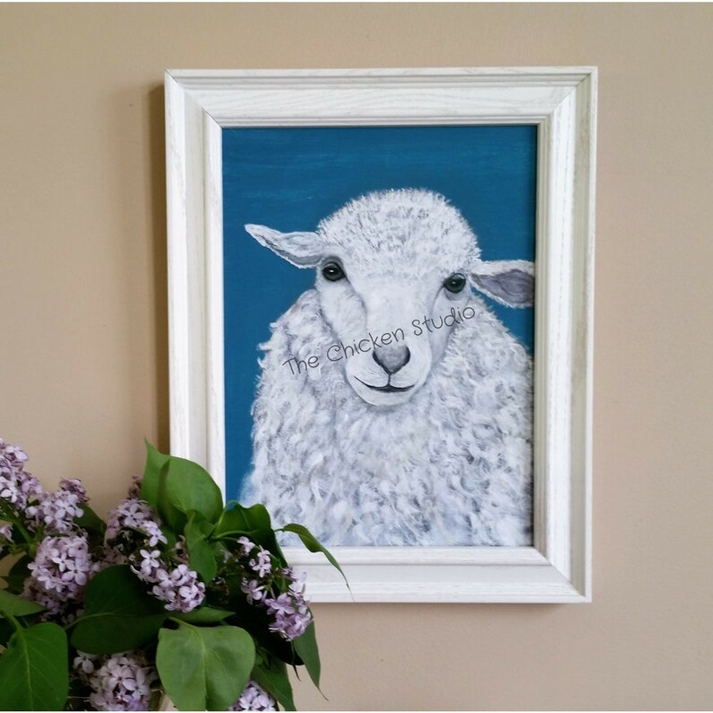 Sheep painting Framed Original art signed painting farm Etsy