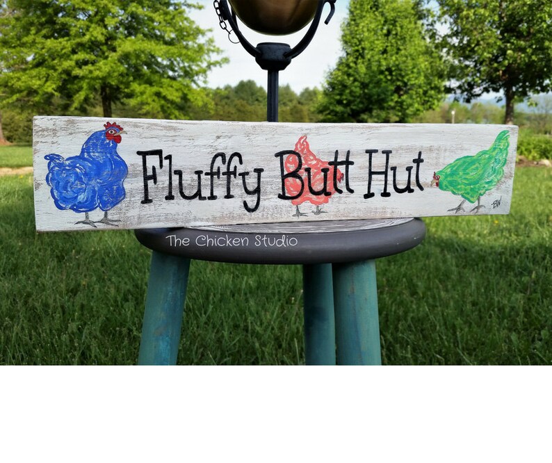 Chicken Coop Sign Funny Fluffy Hut reclaimed Wood Chicken | Etsy