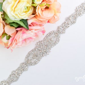 Bridal Belt on Satin Sash - Thick Crystal Rhinestone Bridal Belts -Wedding Accessories- Rhinestone Belt- Bridal Belt Sash- EYM B053
