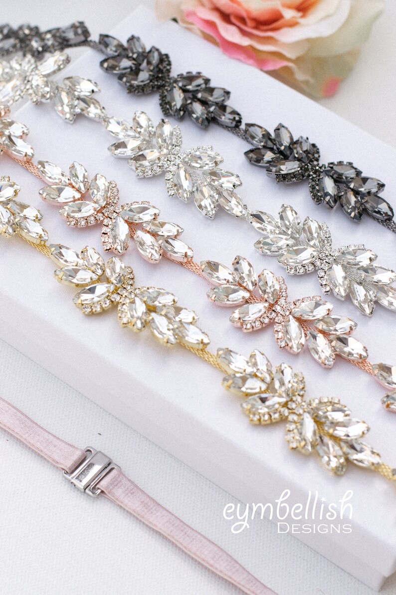 Rose Gold Bridal Belt With Elastic Clasp 1 Fitted Etsy