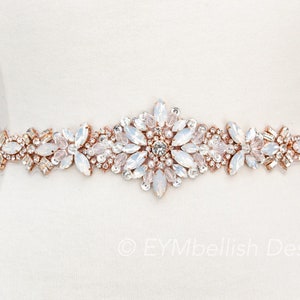 All The Way Around rose gold and opal crystal Rhinestone Bridal Belt -rose gold Rhinestone Belt with Clasp- Opal Wedding Belt