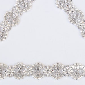 Full Length Pearl Rhinestone Bridal Belt-  All the Way Around Wedding Belt with Clasp - Bridal Sash - Pearl bridal Belt - B045P