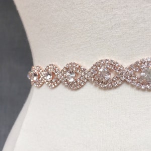 Custom Thin Rose Gold Crystal Rhinestone Belt Rose gold Bridal Belt Bridesmaids Belt rose gold Bridal Sash Crystal Belt EYM B036 image 6