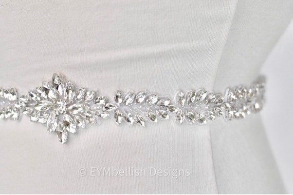 9189 Bridesmaid Sash Crystal Rhinestone Bridal Belt Wedding With Ribbon Crystal Rhinestone Bridal Belt- Bridal Belt With Ribbon Sash  main image 2