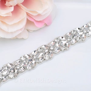 Full Length Crystal Rhinestone Bridal Belt-  All the Way Around with Clasp Closure - 1" Bridal Belt - Wedding Belt B047