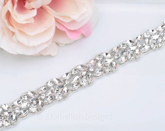 Full Length Crystal Rhinestone Bridal Belt-  All the Way Around with Clasp Closure - 1" Bridal Belt - Wedding Belt B047