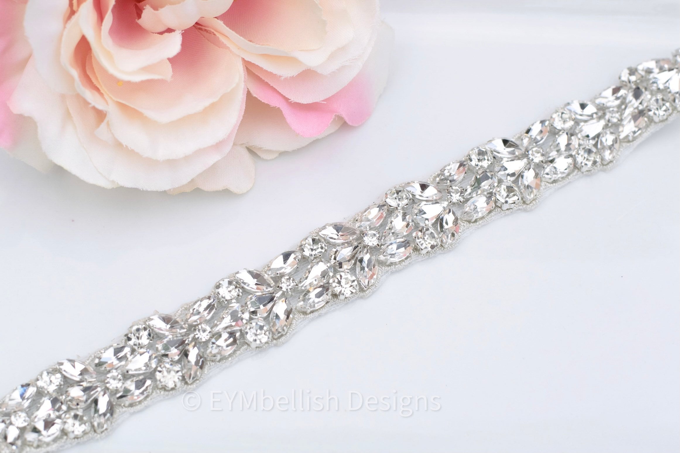 Full Length Black Crystal Rhinestone Bridal Belt- All the 