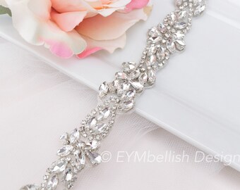 Cintura da sposa con strass in cristallo, fascia da donna per abito da sera -blu