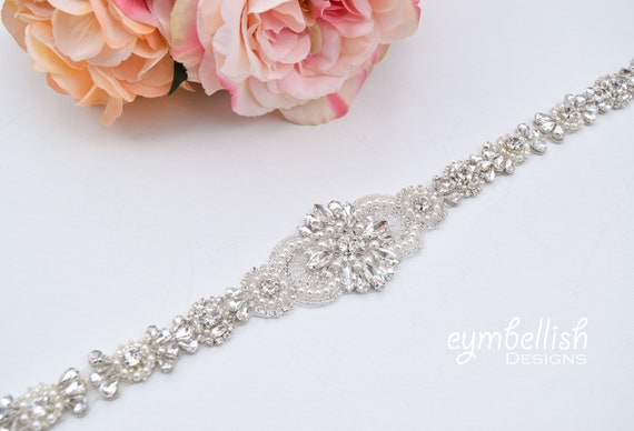 Custom Custom Crystal Rhinestone Bridal Belt With Clasp- All 