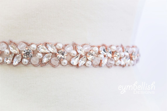 Cintura Da Sposa Yanstar Fatta A Mano Con Strass – Oro-avorio, Fascia Con Cristalli 3A+, Lunghezza 45 Cm Con Nastro Da 254 Cm