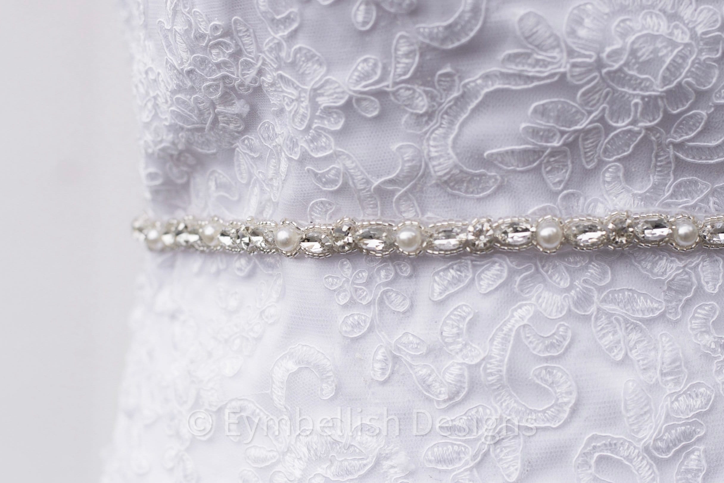 Crystal & Pearl Embellished Women\'s Belt - Silver Mealah Glitter-Rhinestone-Western-Cowboy Belt for Women  main image 3