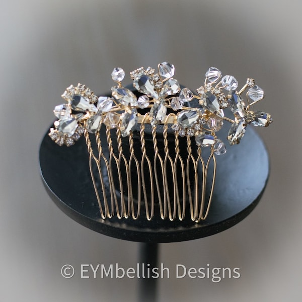 Petite Crystal Bridal Comb – Elegant Rhinestone Wedding Hair Accessory in Gold, Rose Gold, or Silver