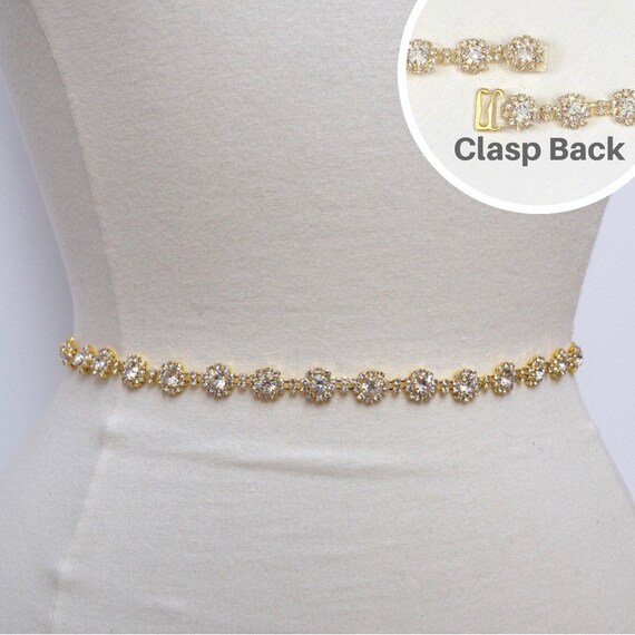 Cintura Da Sposa Yanstar Fatta A Mano Con Strass – Oro-avorio, Fascia Con Cristalli 3A+, Lunghezza 45 Cm Con Nastro Da 254 Cm