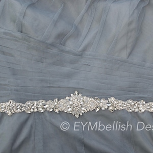 Bridal Belt with Clasp -  Full length crystal Rhinestone bridal belt- Fitted Wedding belt with Hook- Beaded Belt with clasp- EYMbellish