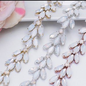 Clasp Belts with Opal Leaf Vine Bridal Belt- All the Way Around thin vine bridal sash- vintage Bridal Belt -beaded boho Wedding Belt- B141