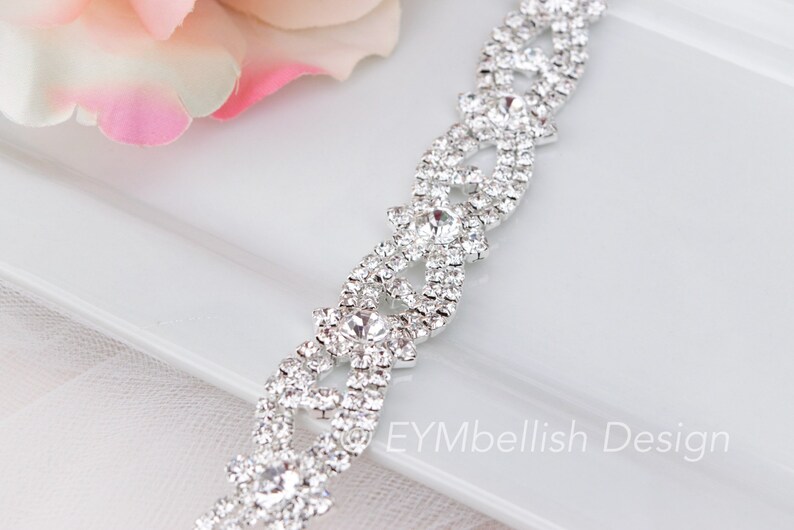 Thin Crystal Rhinestone Belt Bridal Belt Rhinestone Hair Band Bridesmaids Belt Bridal Sash EYM B003 image 8