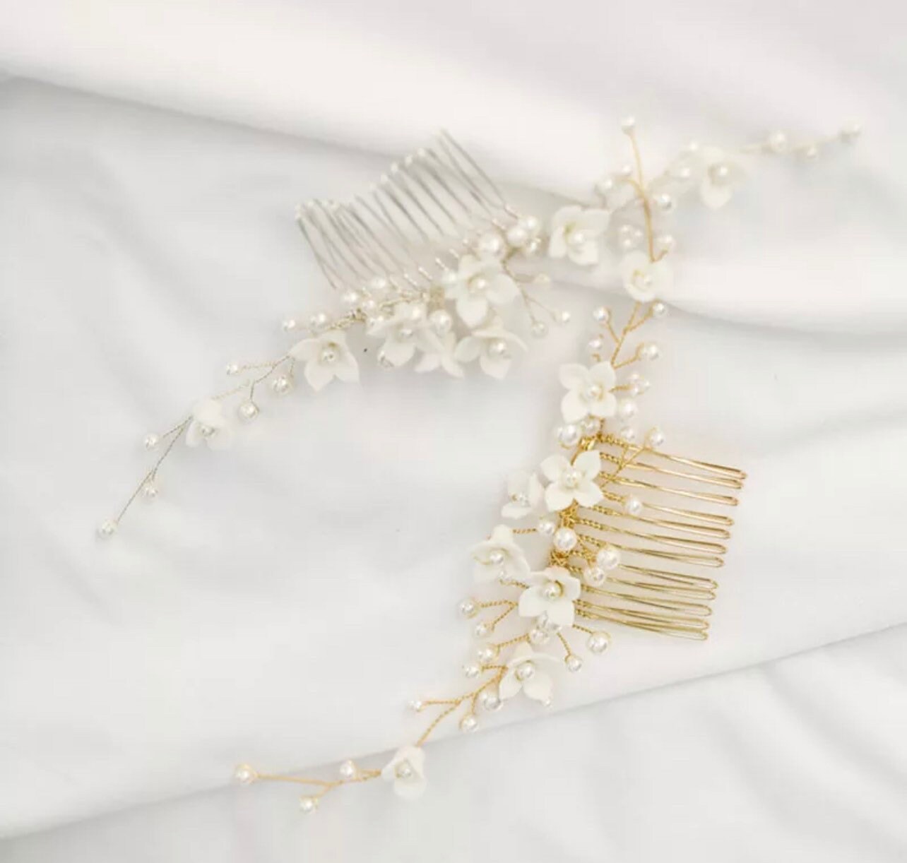 Vintage 1994 Handmade Pearl Wedding Comb Bridal Hair Comb - Vintage Wedding Hair Piece With Pearl and  main image 4