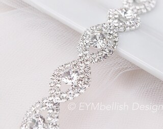 Cintura Con Strass Di Cristallo Per Abito Da Sposa - Argento, 45,5 X 3,5 Cm - Applique Con Artigli