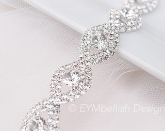 Cintura Con Strass Di Cristallo Per Abito Da Sposa - Argento, 45,5 X 3,5 Cm - Applique Con Artigli