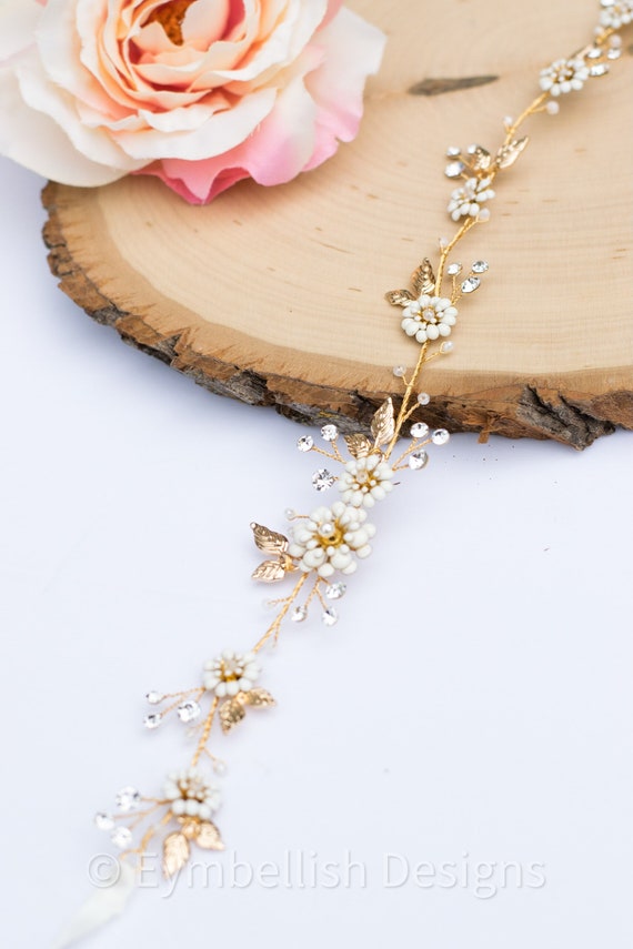 Gold Wedding Hair Vine: Vintage Bridal Headpiece With  display picture 3