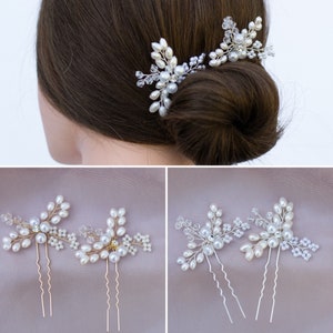 Echte parel haarspelden 2/pc in zilver-vintage parel spray haarkam-parel bruiloft haartoebehoren-bruiloft haarstukje-haar clip parel-H027