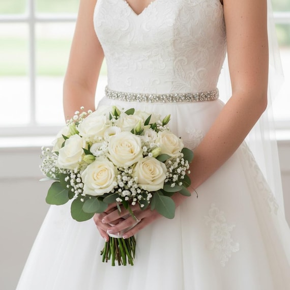 Wedding Bridal Belt Sash with Flower Rhinestone Pearl for Bride Glitopper Wedding Bridal Belt Sash with Flower Rhinestone  main image 4