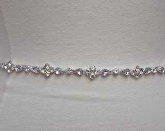 Custom Thin Rhinestone Belt- Bridal Belt -Bridal Belt or Bridesmaids Belt- Crystal Bridesmaid Belt- Wedding Bridal Sash - EYM B027