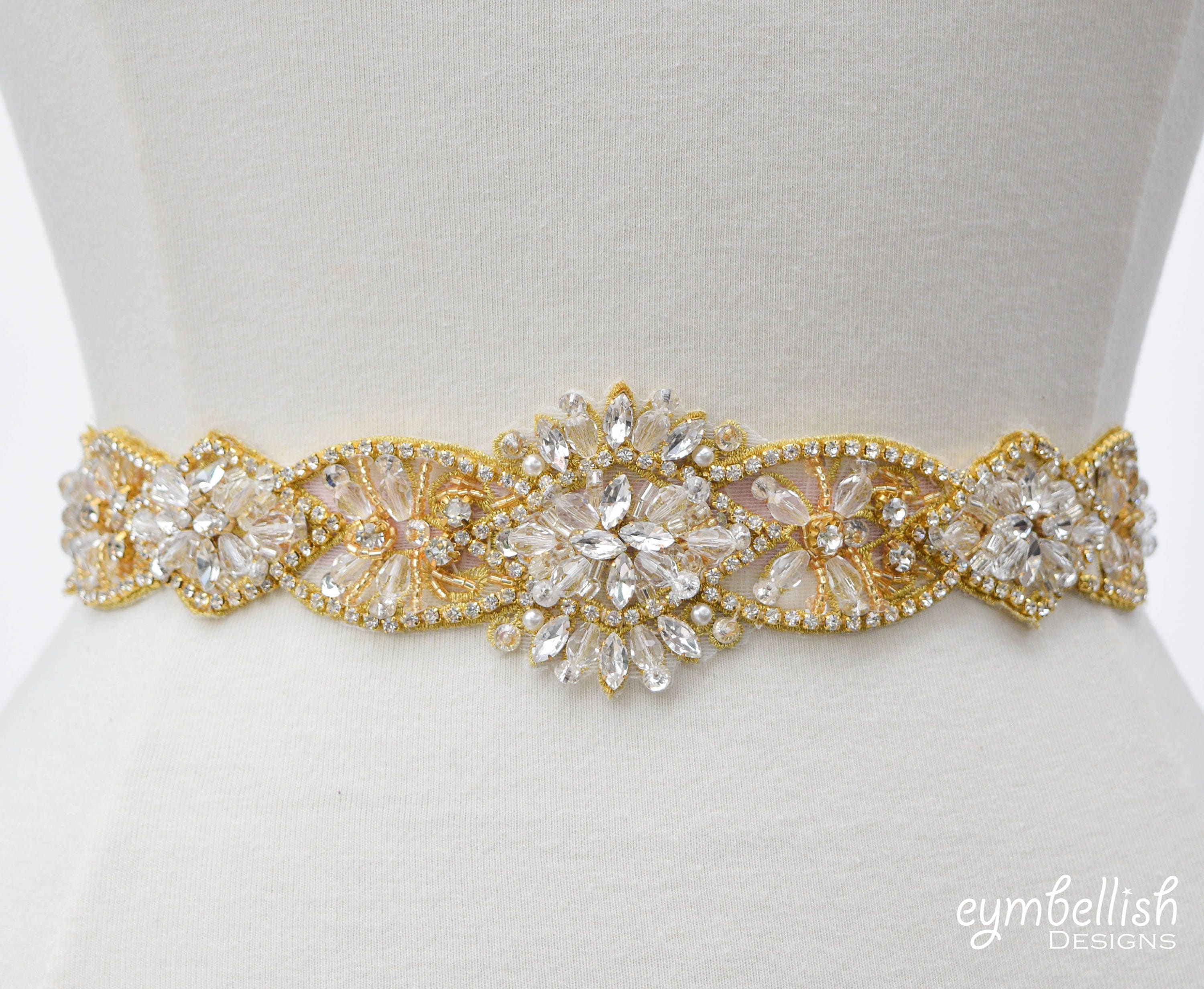 gold belts for prom dresses Gold and opal rhinestone bridal belt | Millieicaro main image 1