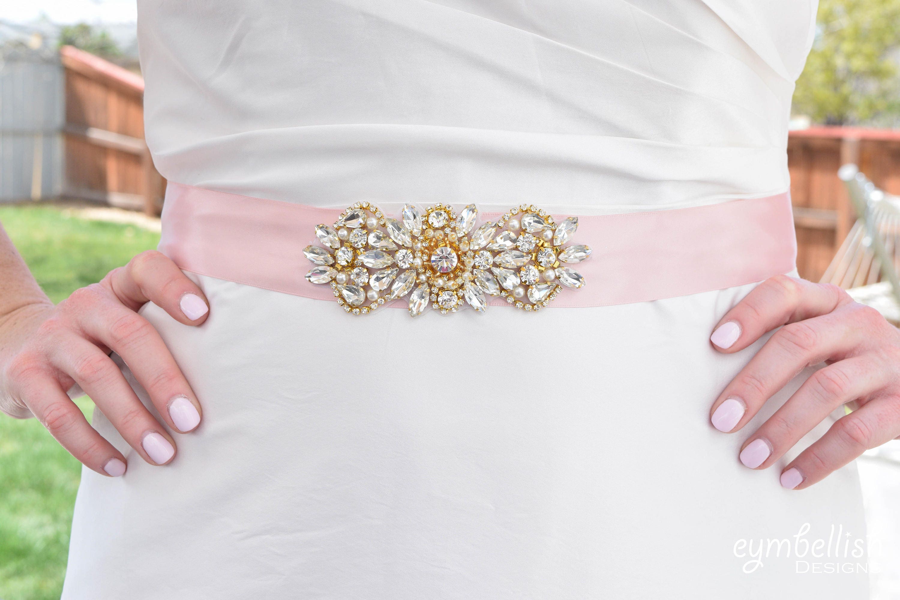 Gold Bridesmaids Beltgold Flower Girl Sashrhinestone Etsy