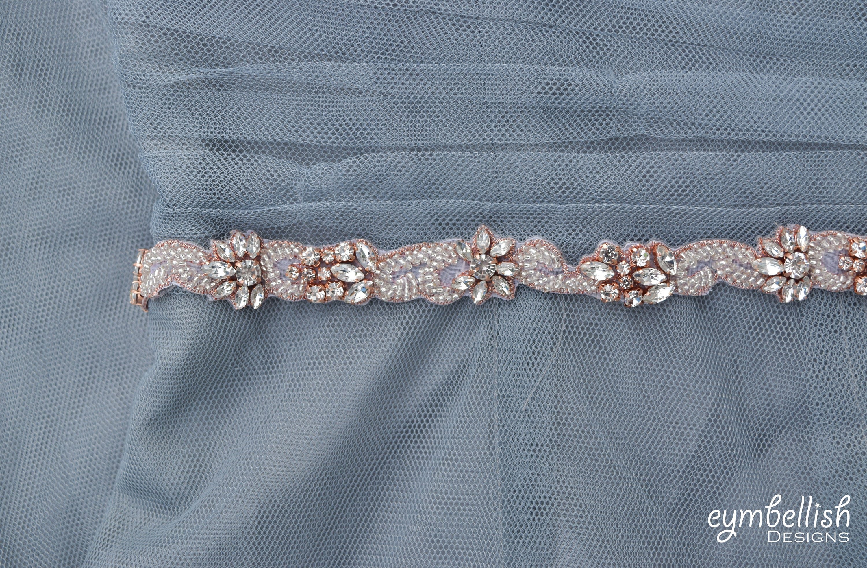 Rose Gold Rhinestone Bridal Belt - Crystal Wedding Sash with Clasp Rose Gold Rhinestone Bridal Belt - Crystal Wedding Sash with Clasp