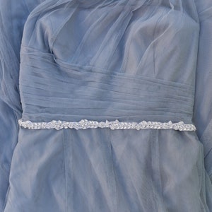 Clasp Leaf Design Bridal Belt- All Around thin bridal sash vine with Clasp hook Closure- Hook Bridal Belt -beaded boho Wedding Belt B019