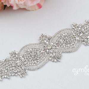 Bridal belt-bridal sash Crystal Rhinestone Bridal Belt on Satin Sash -Thick embellished Belt- bridal applique -Wedding Accessories- B006