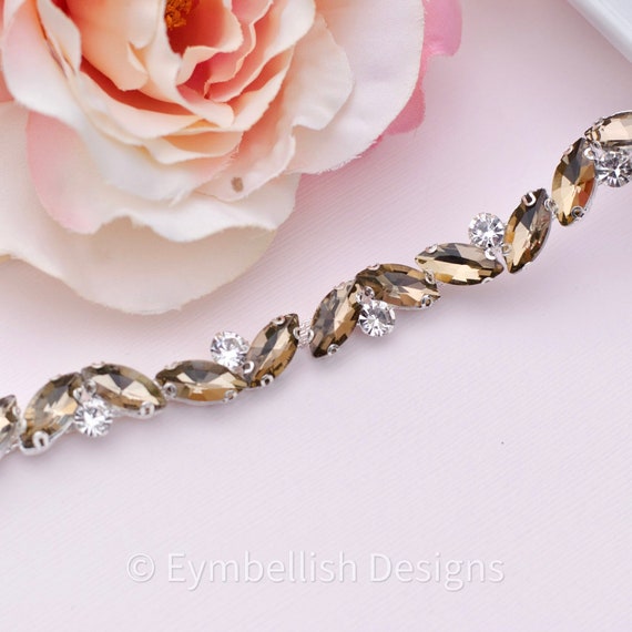 thumbnail image 2 of Crystal Rhinestone Chain Skinny Belt – Silver, Adjustable, Fancy Waist Belt 2 of 3