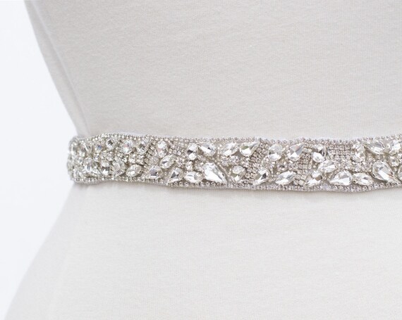 Full Length Rhinestone Bridal Belt With Clasp – 1 Inch  display picture 1