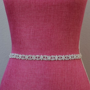 Thin Crystal Rhinestone Belt Bridal Belt Rhinestone Hair Band Bridesmaids Belt Bridal Sash EYM B003 image 1