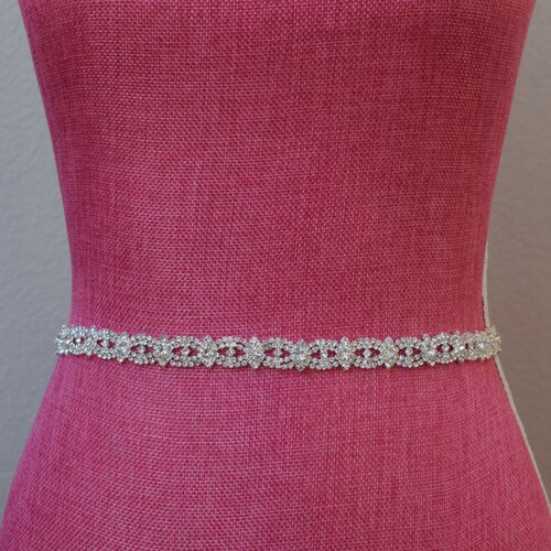 Thin Crystal Rhinestone Belt With Clasp 