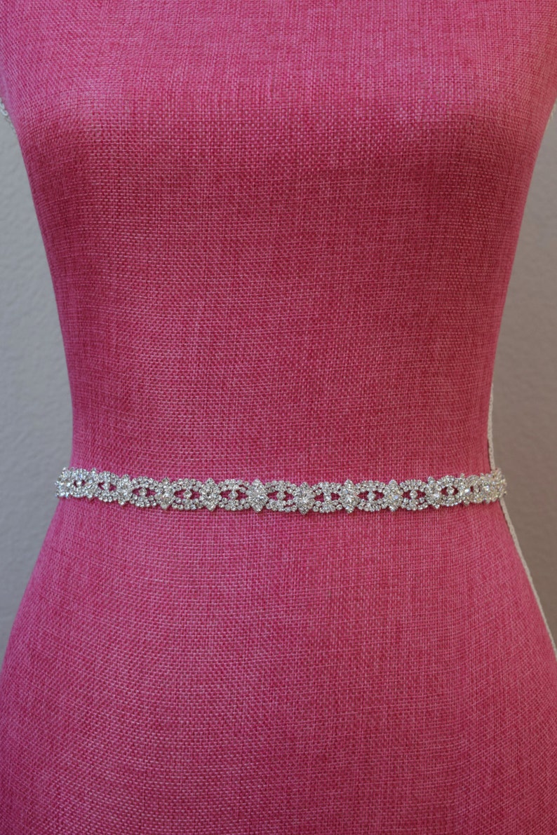 Thin Crystal Rhinestone Belt Bridal Belt Rhinestone Hair Band Bridesmaids Belt Bridal Sash EYM B003 image 1