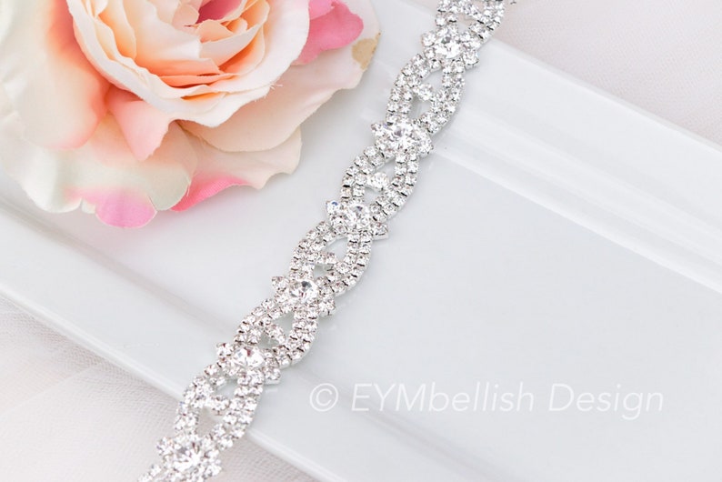 Thin Crystal Rhinestone Belt Bridal Belt Rhinestone Hair Band Bridesmaids Belt Bridal Sash EYM B003 image 7