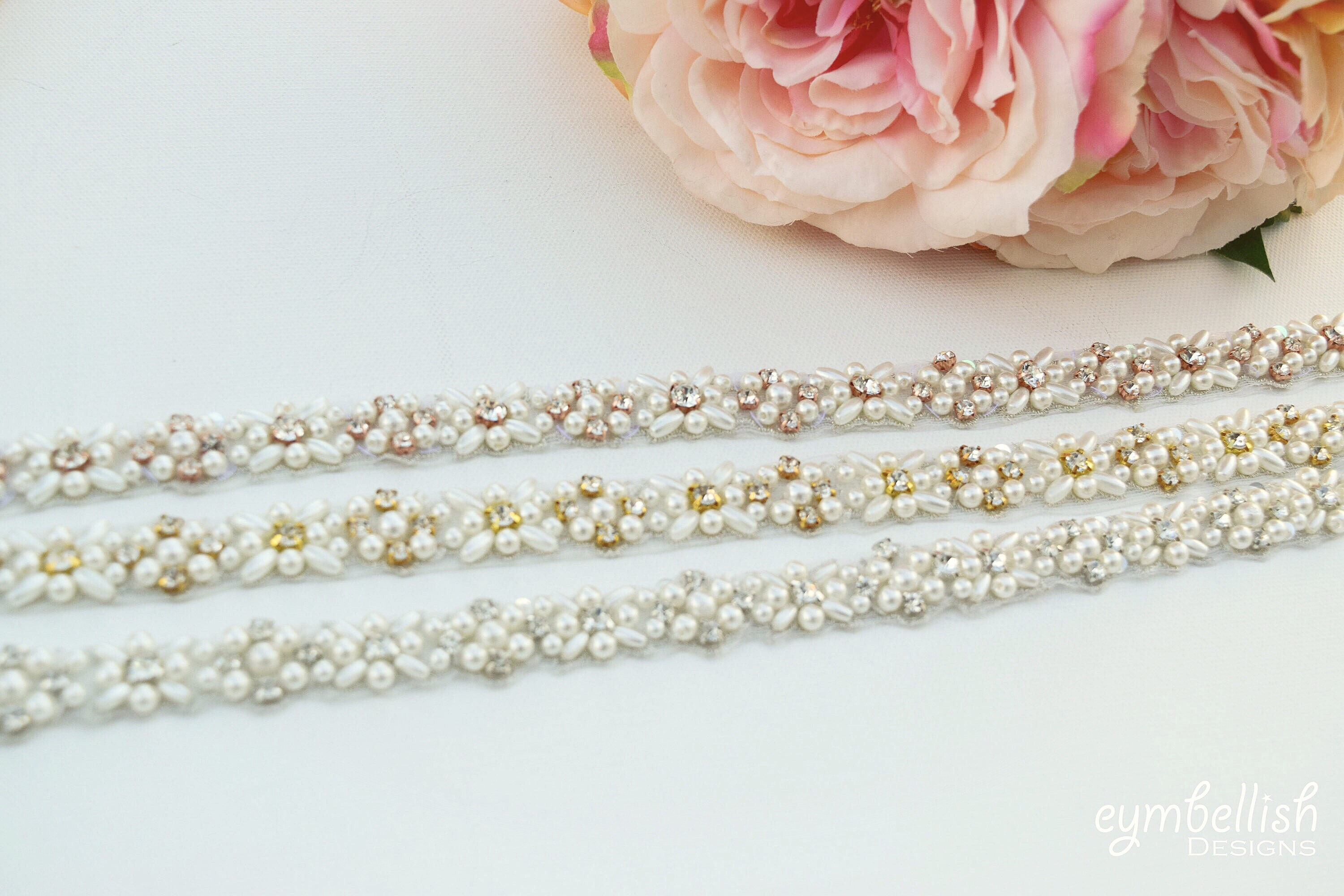 2284 Wedding Bridal Belts, Golden Pearl Rhinestone Dress Belt Pearl and Gold Wedding Belt - Etsy main image 2