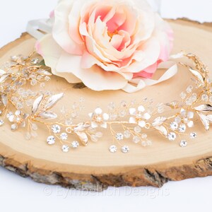 wide Wedding Hair vine- bridal hair accessory in gold- vintage head vine for wedding- bridal hair piece- headpiece for bride- hair clip