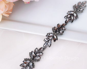 Schwarzer Brautgürtel - Kristall Brautjungfer Gürtel - Schärpe - 2,5 cm Hochzeit Gürtel - B050