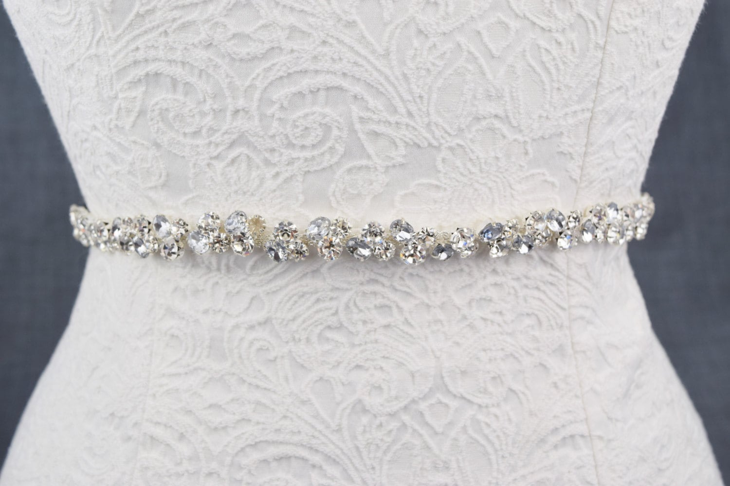 Thin Crystal Rhinestone Belt with Clasp Clear and Gray | Etsy