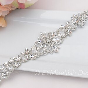 Bridal Belt with Clasp Full length crystal Rhinestone bridal belt Fitted Wedding belt with Hook Beaded Belt with clasp EYMbellish image 3