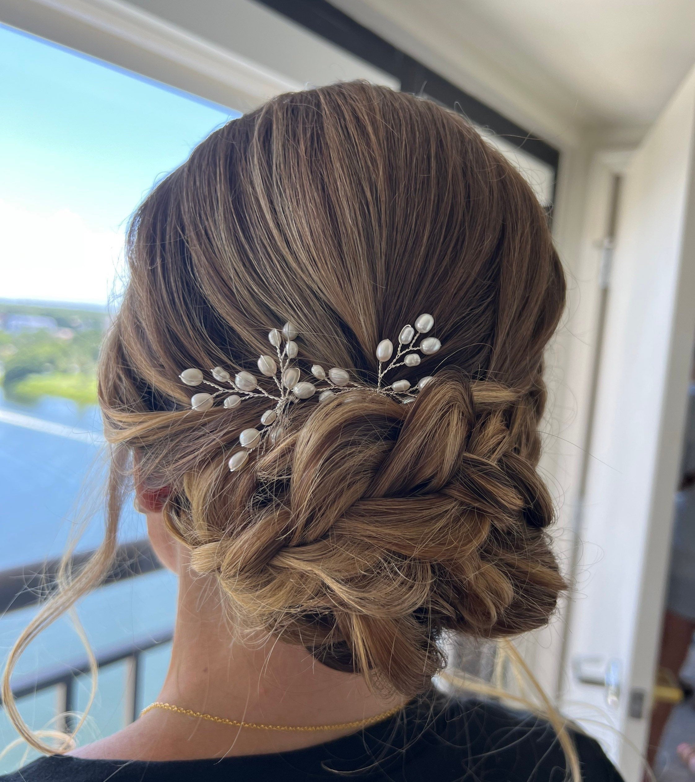 Real Pearl Hair Pins for Bride 2/pc- H005