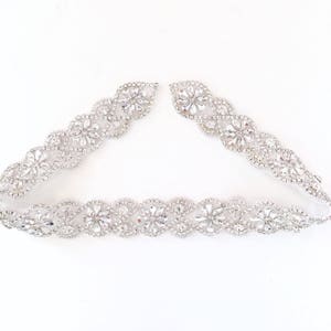 Custom Full Length Crystal Rhinestone Bridal Belt- Wedding Belt -Crystal Sash Belt -All the Way Around with Clasp Closure - bridal sash B045