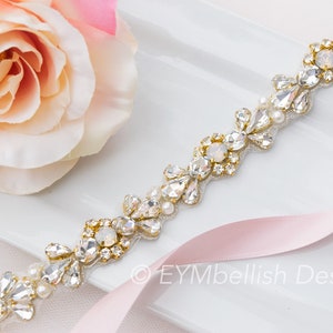 Gold Bridal Belt with Opal- Gold Wedding Sash- Thin Rhinestone Belt- Narrow Bridesmaids Belt- vintage bridal sash- opal beaded belt -B009
