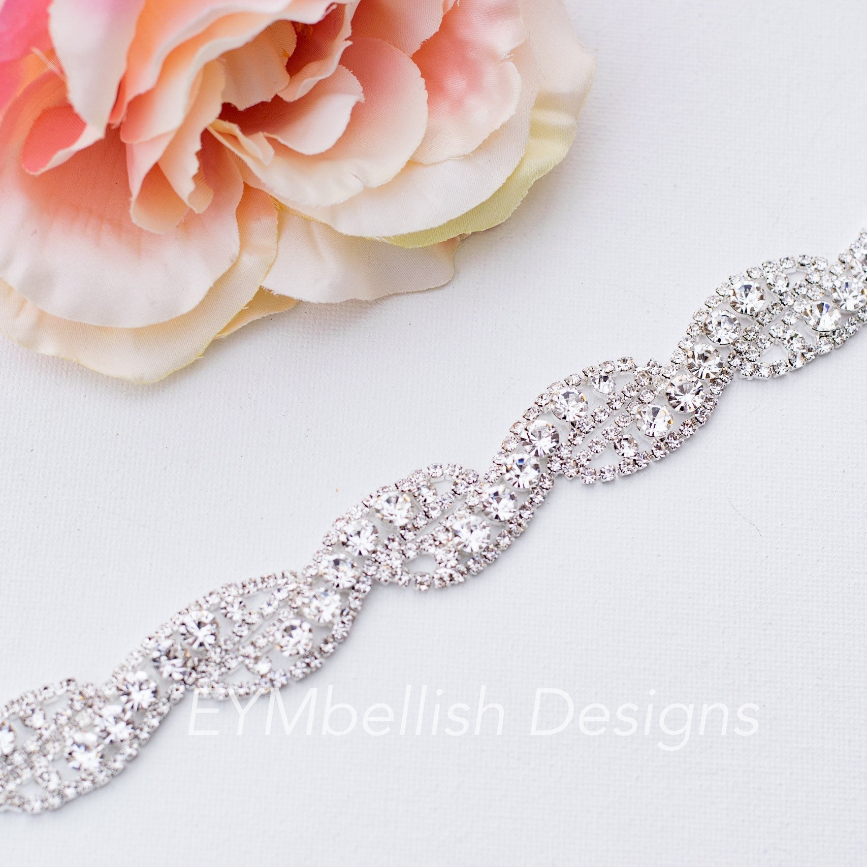Thin Crystal Rhinestone Belt With Clasp Full Length Bridal - Etsy