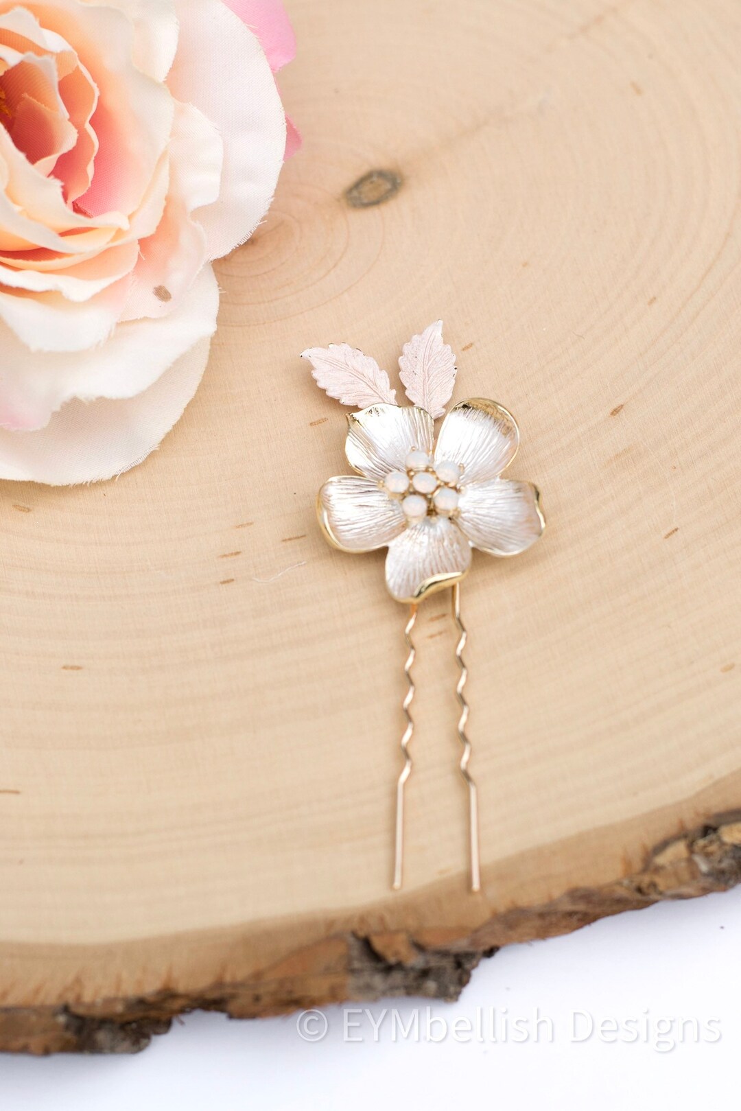 Bride Comb Pin Bridal Hair Comb- Vintage Gold Wedding Hair Pin With Opal- Rhinestone ...